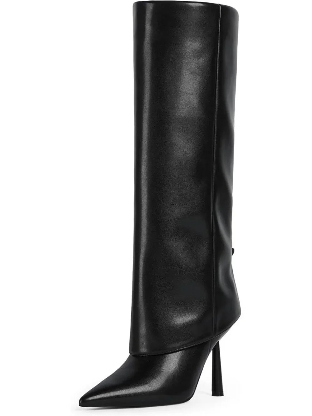 Women's A-Black Over Knee High Boots Pointed Toe Stiletto Heel Shark Boots